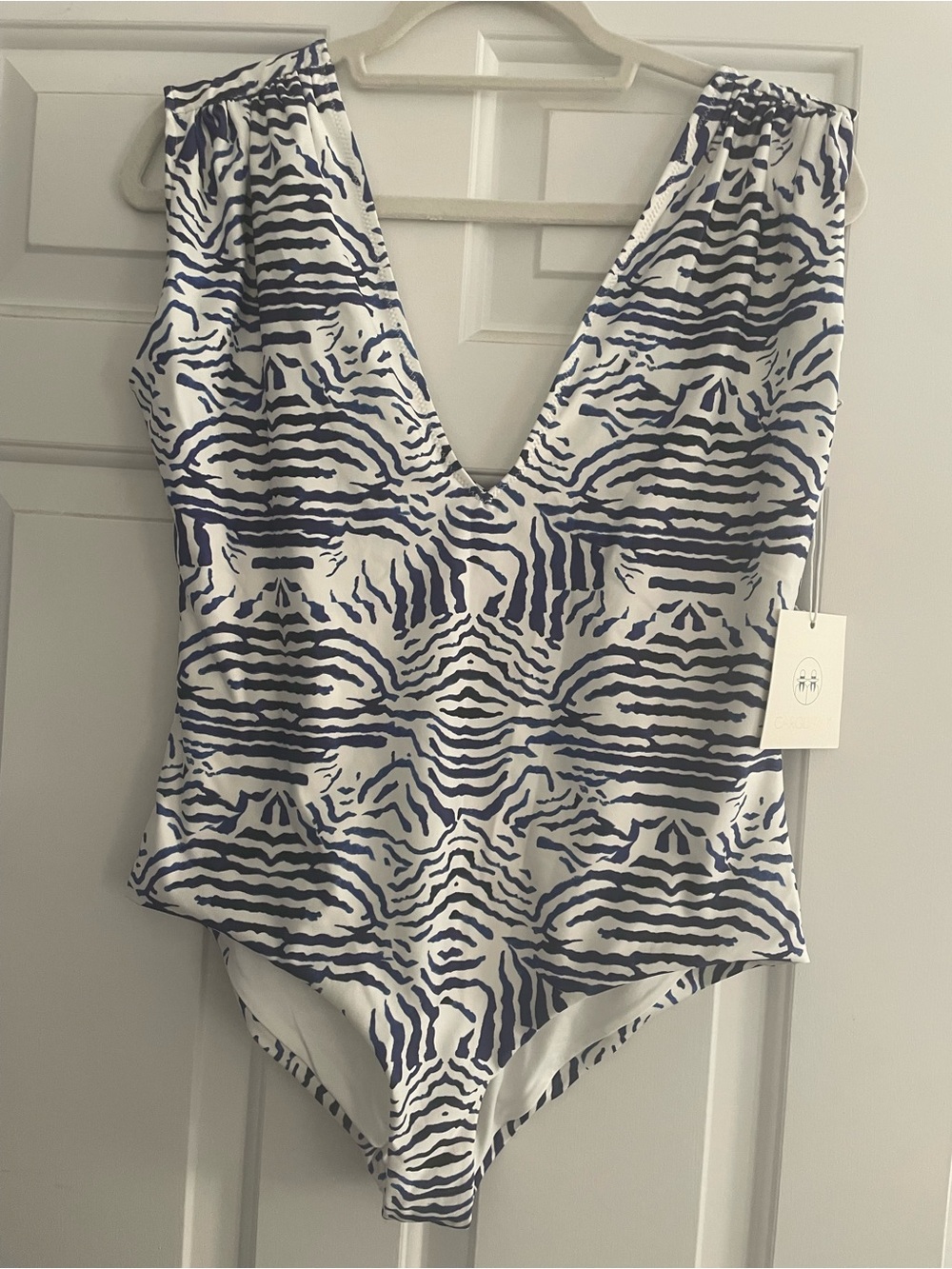 Women’s Navy Zebra Print One-Piece Swimsuit